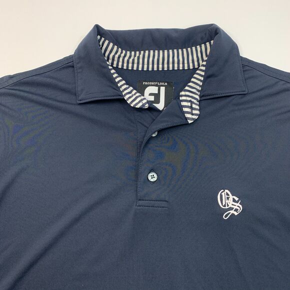 FootJoy Polo Shirt Mens M Medium Navy Blue ProDry Lisle Stretch Sweat Wicking - Picture 4 of 11